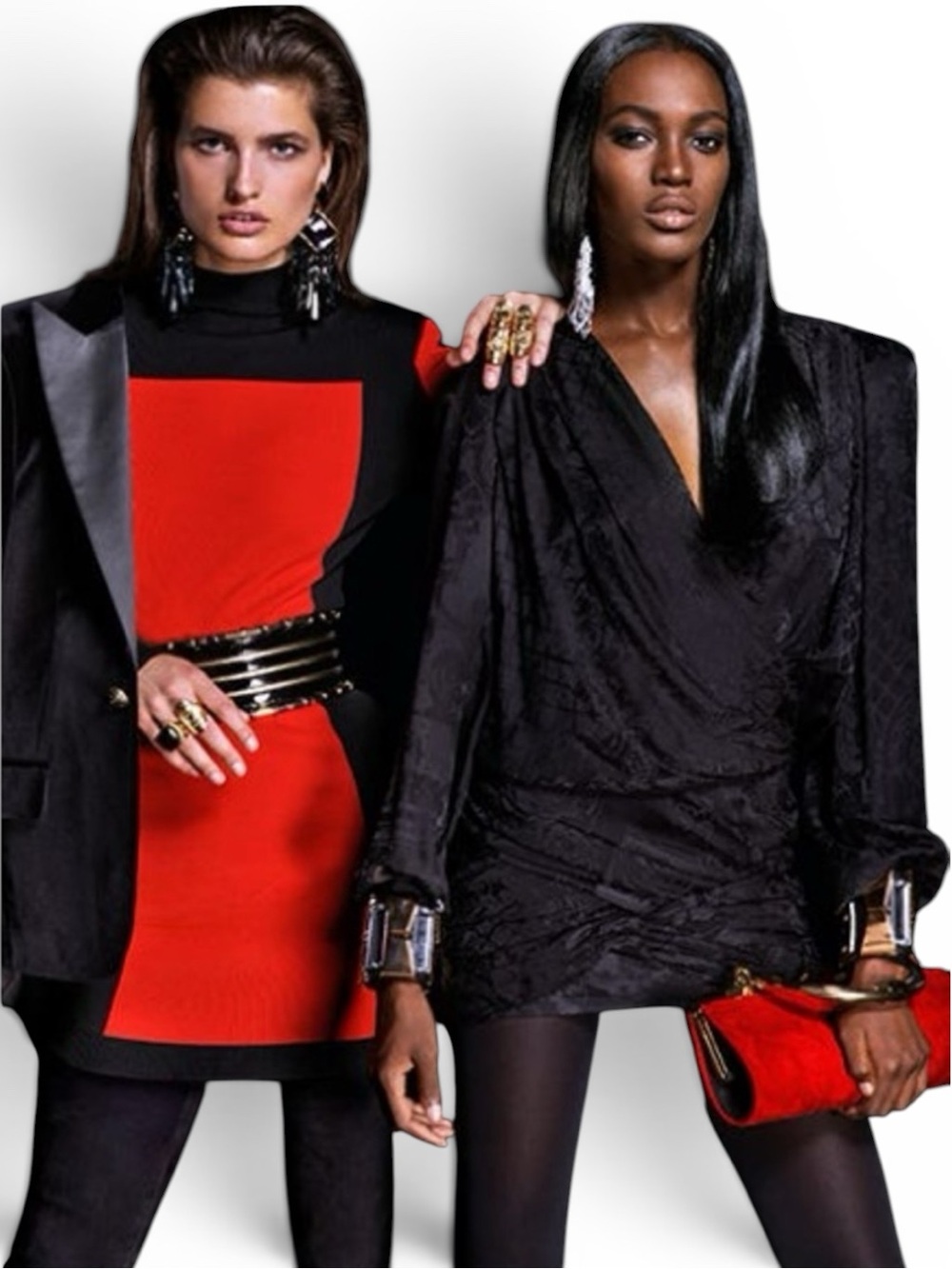 Balmain X H&M Black Knit Bodycon Dress with Gold Hardware